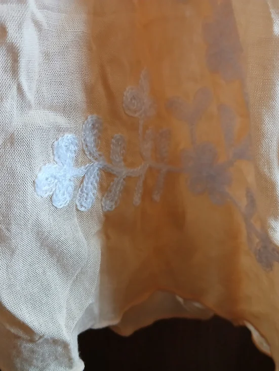 NWOT/ GAYA peach embroidered semi-sheer mini dress - Picture 8 of 9